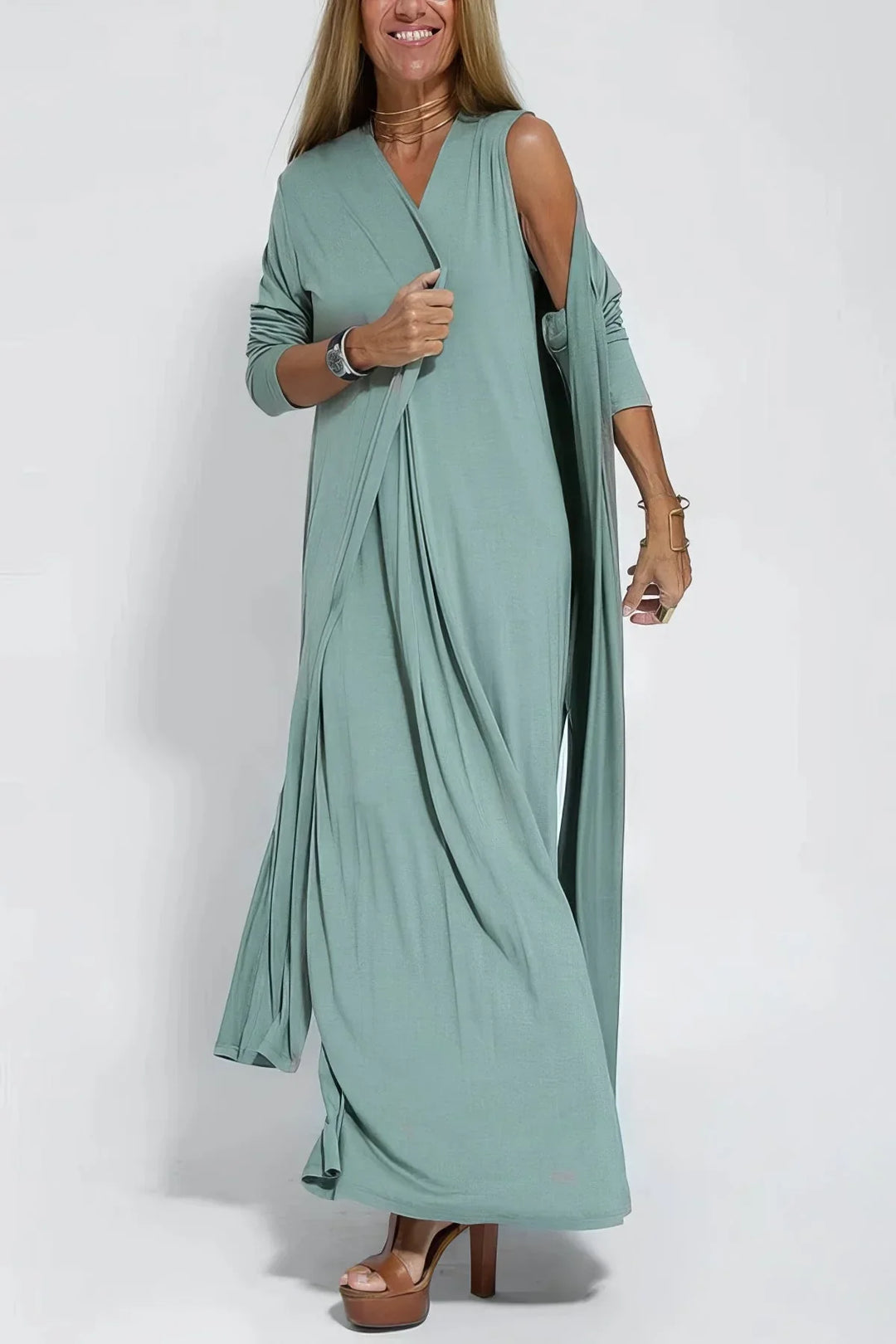 Nicole™ – Elegante Maxibito con cardigan coordinato