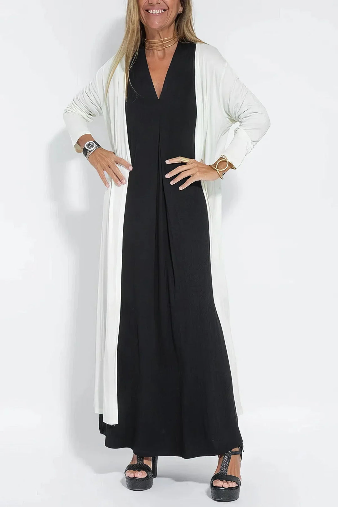 Nicole™ – Elegante Maxibito con cardigan coordinato