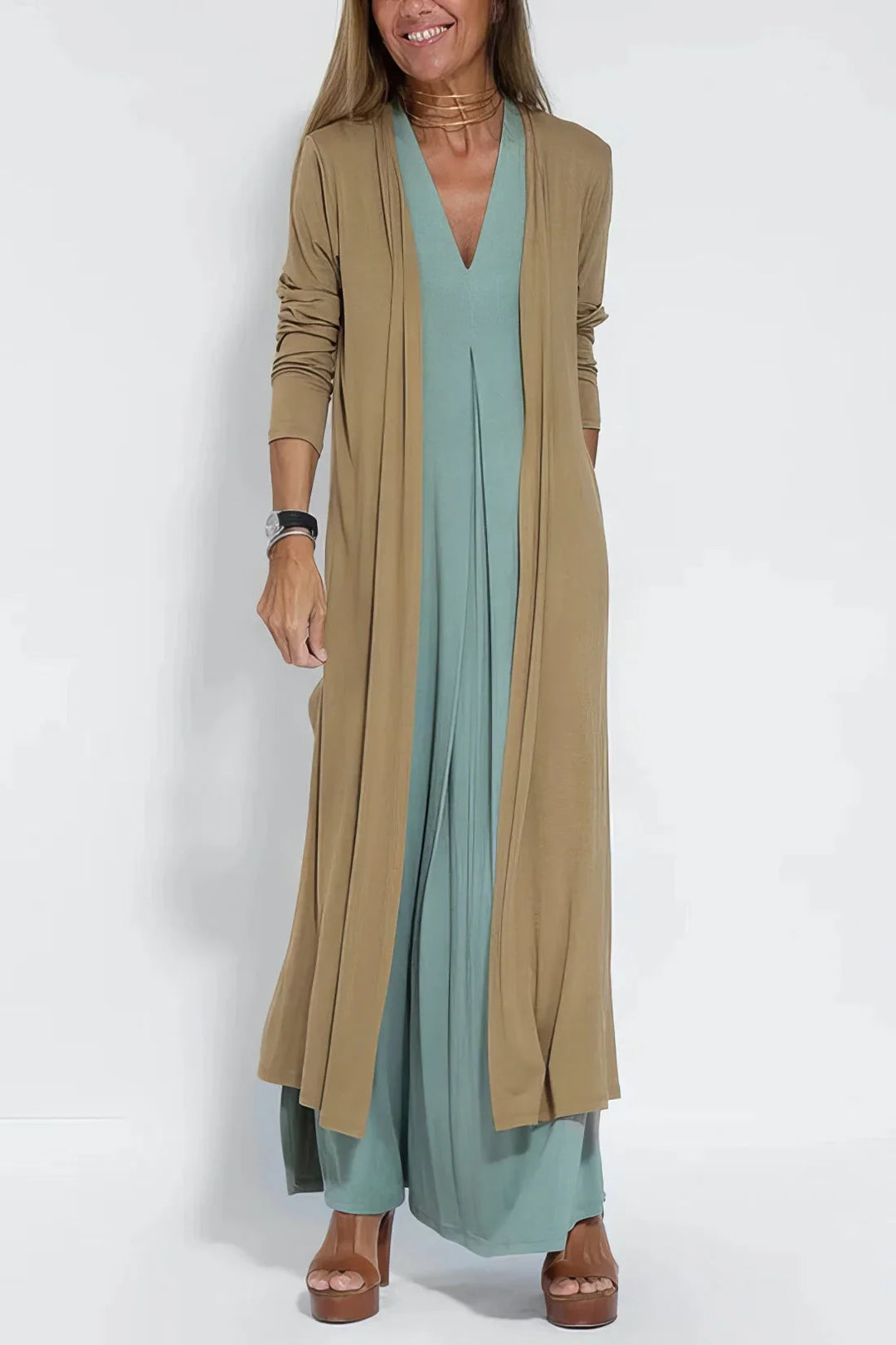 Nicole™ – Elegante Maxibito con cardigan coordinato