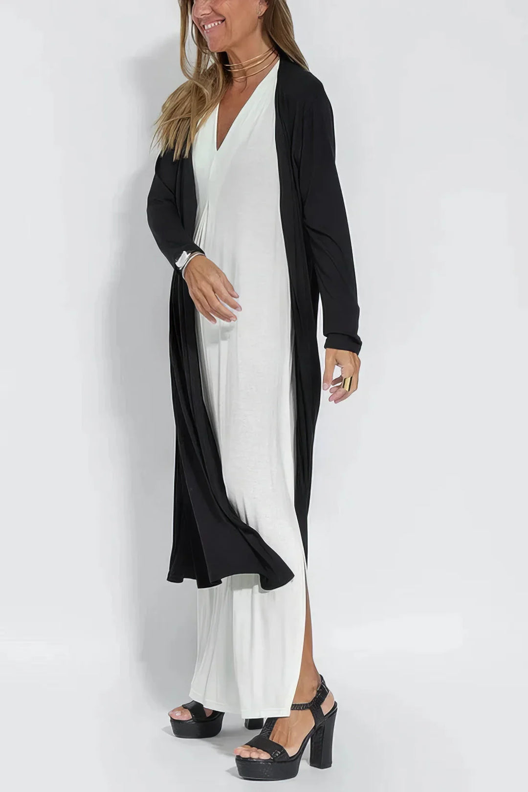 Nicole™ – Elegante Maxibito con cardigan coordinato