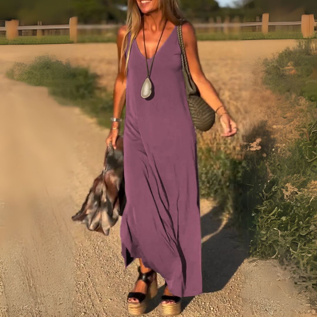 Élyse™ - Elegante Maxikleid senza maniche con scollatura a V Chic