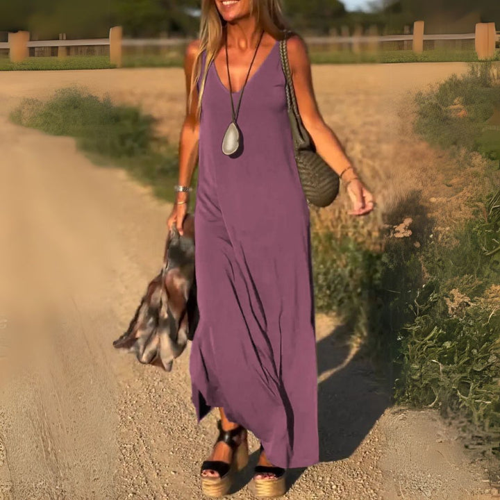 Élyse™ - Elegante Maxikleid senza maniche con scollatura a V Chic