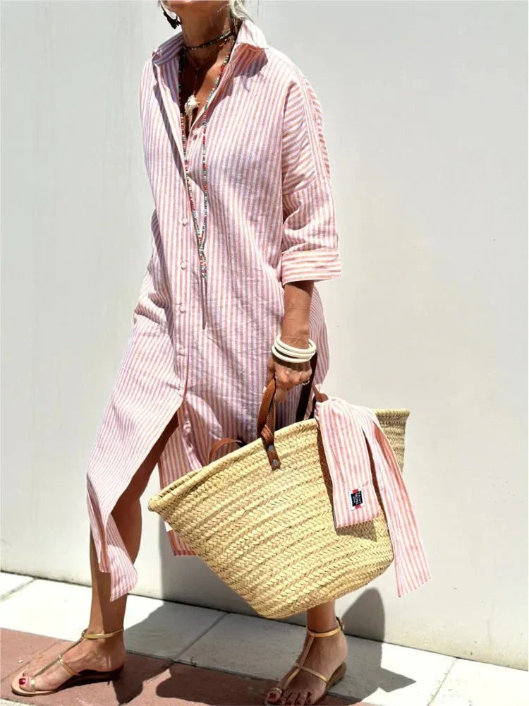 Renata™ - Abito a righe con colletto