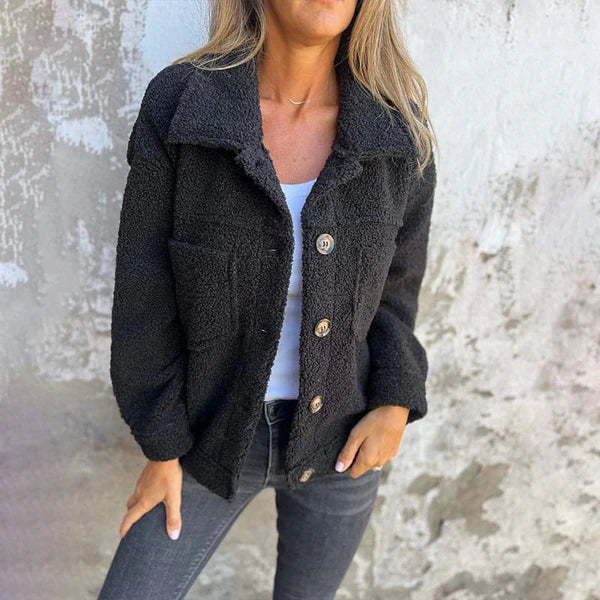 Zoe™ - Giacca Corto in Lana Elegante con Collo Avvolgente