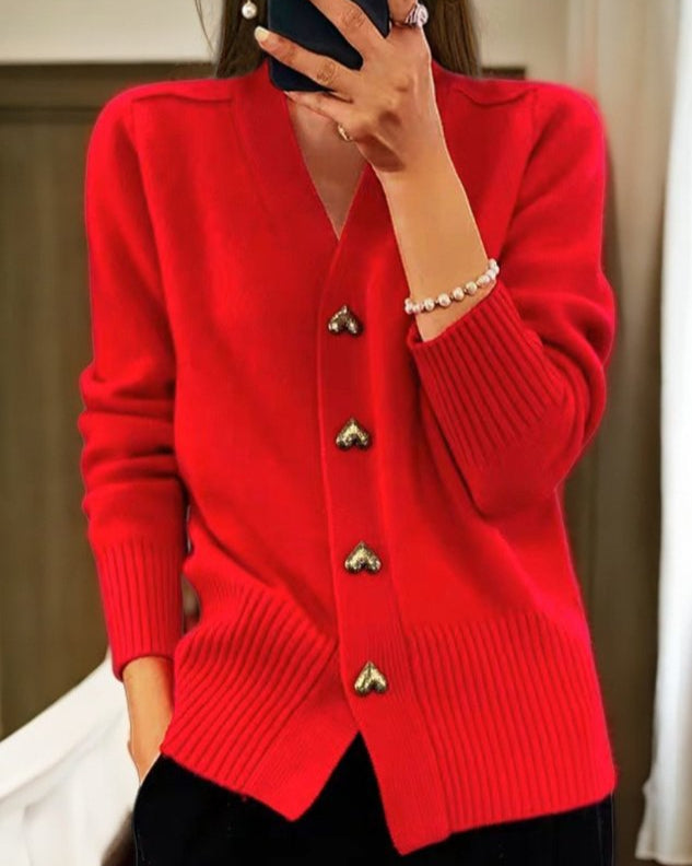 Adele | Cardigan Elegante con Bottoni a Cuore