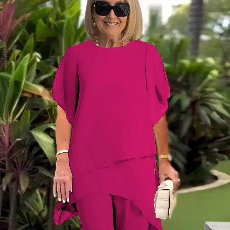Herlene | Set Top e Pantaloni Asimmetrico Chic