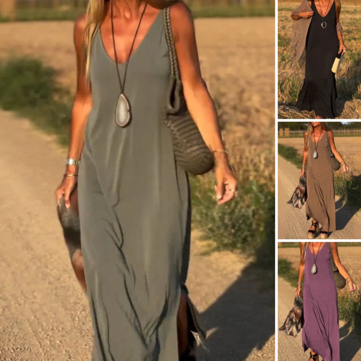 Élyse™ - Elegante Maxikleid senza maniche con scollatura a V Chic