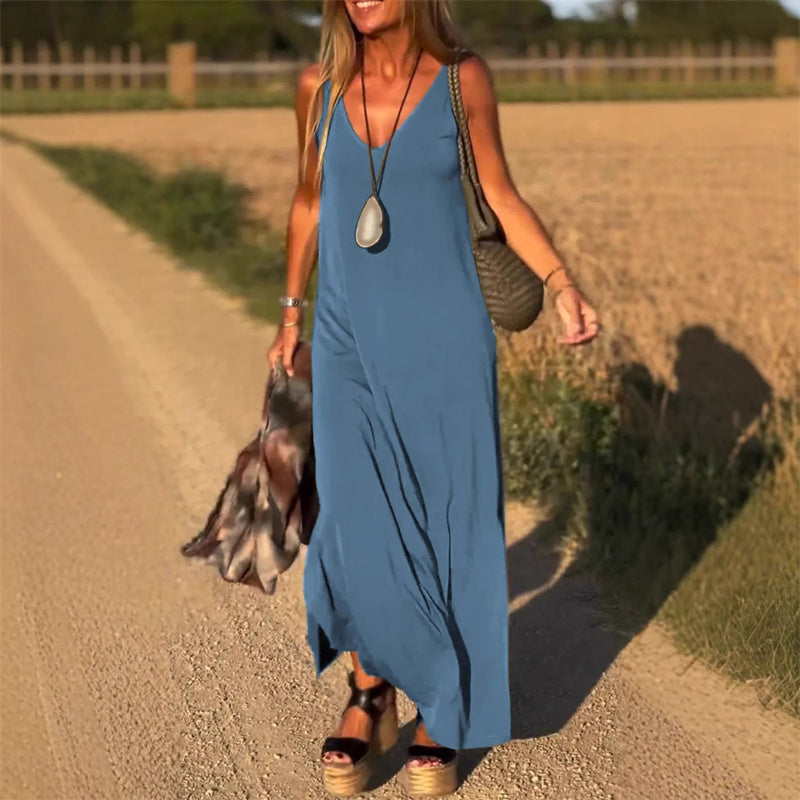 Élyse™ - Elegante Maxikleid senza maniche con scollatura a V Chic