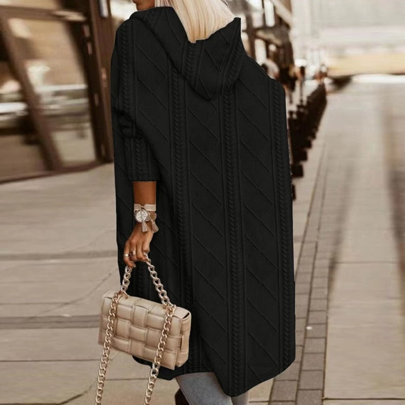 Johani | Cardigan con Cappuccio di Lunghezza Estesa